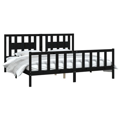 Bed Frame Without Mattress Black Solid Wood Pine 200X200 Cm