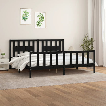 Bed Frame Without Mattress Black Solid Wood Pine 200X200 Cm