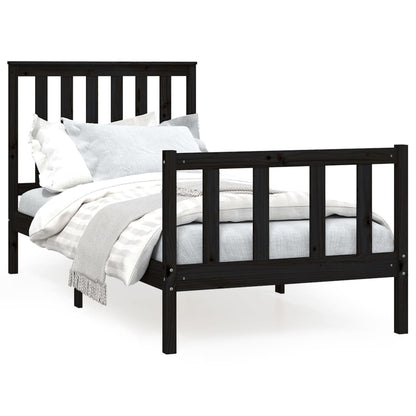 Bed Frame Without Mattress Black 90X200 Cm Solid Wood Pine