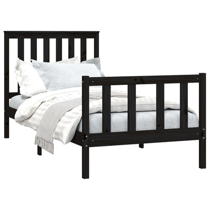 Bed Frame Without Mattress Black 90X200 Cm Solid Wood Pine