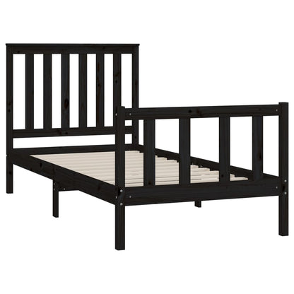 Bed Frame Without Mattress Black 90X200 Cm Solid Wood Pine