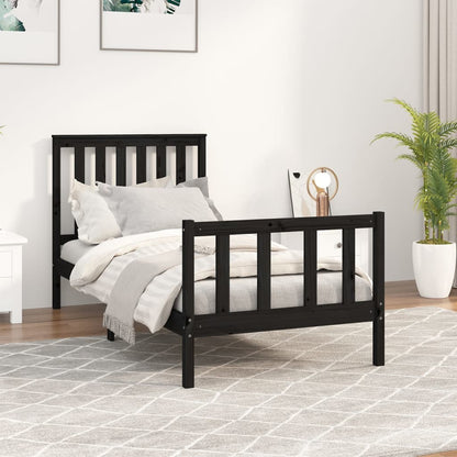 Bed Frame Without Mattress Black 90X200 Cm Solid Wood Pine