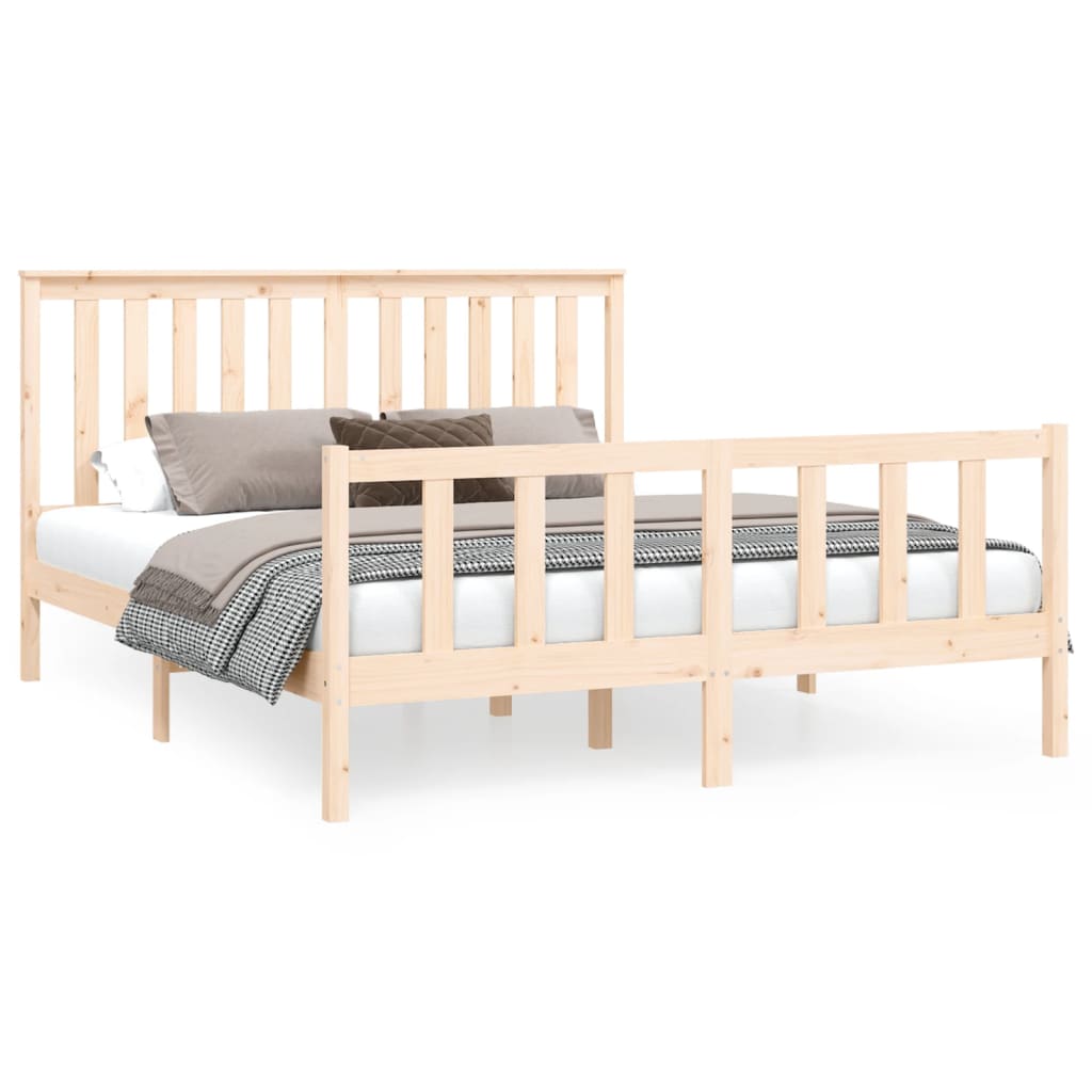 Bed Frame Without Mattress 150X200 Cm King Size Solid Wood Pine King Size