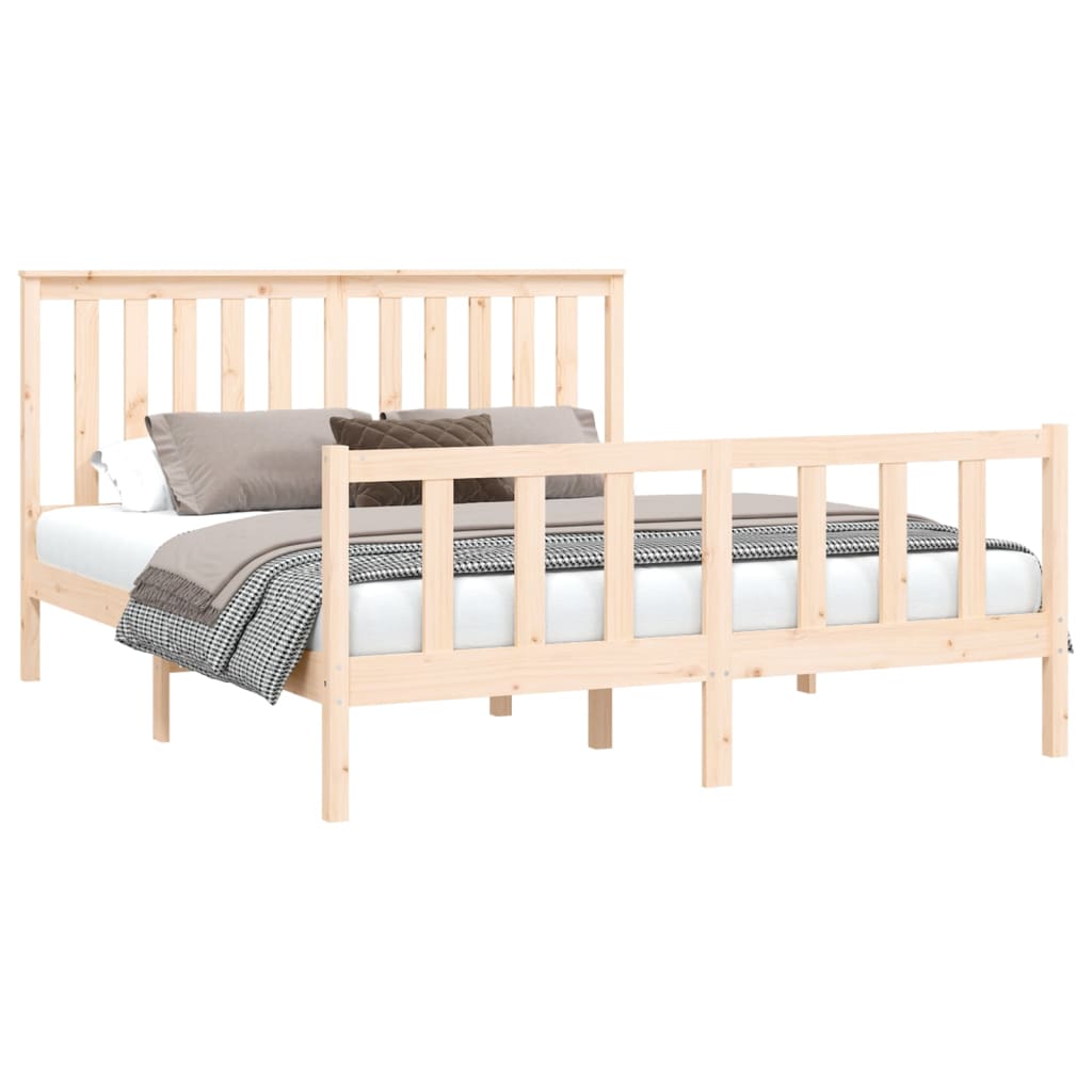 Bed Frame Without Mattress 150X200 Cm King Size Solid Wood Pine King Size