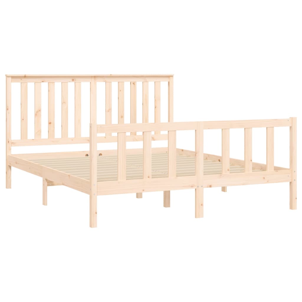 Bed Frame Without Mattress 150X200 Cm King Size Solid Wood Pine King Size