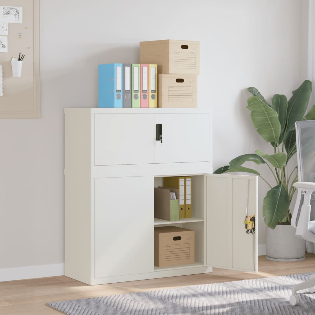 File Cabinet White 90X40X110 Cm Steel