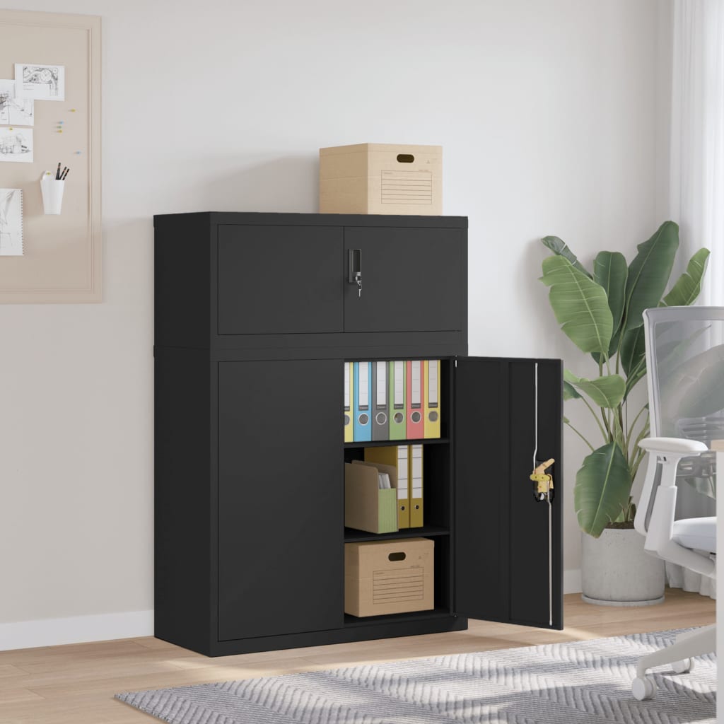 File Cabinet Black 90X40X130 Cm Steel