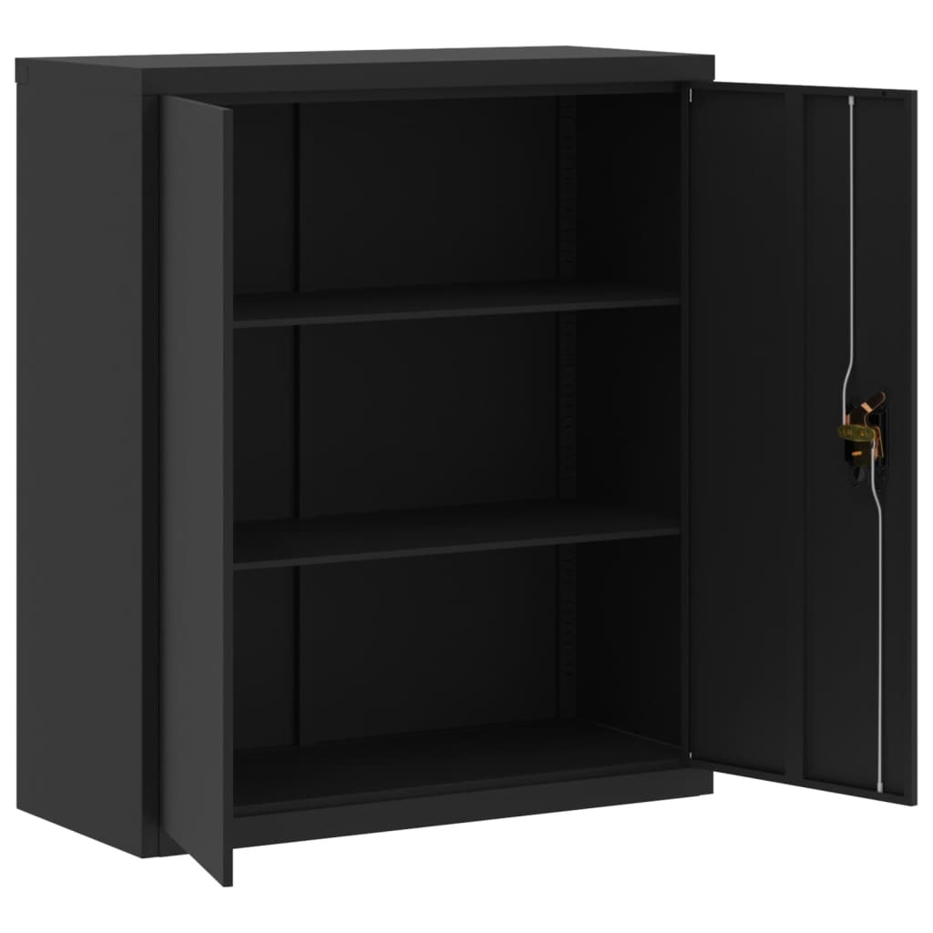 File Cabinet Black 90X40X145 Cm Steel