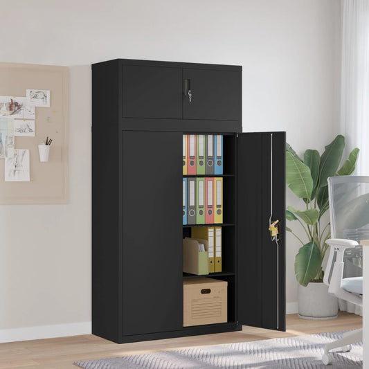 File Cabinet Black 90X40X180 Cm Steel