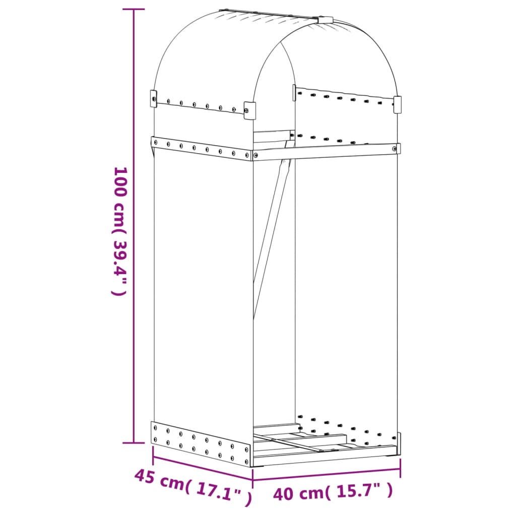 Log Holder Light Grey 40X45X100 Cm Galvanised Steel