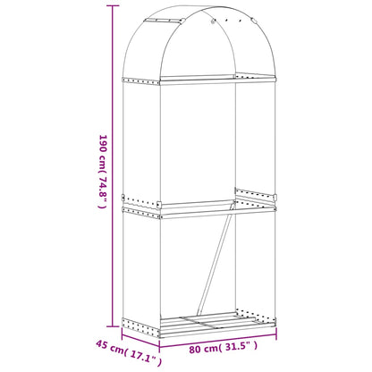 Log Holder Light Grey 80X45X190 Cm Galvanised Steel