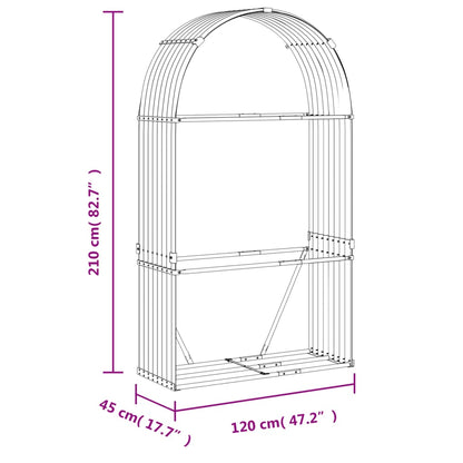 Log Holder Light Grey 120X45X210 Cm Galvanised Steel