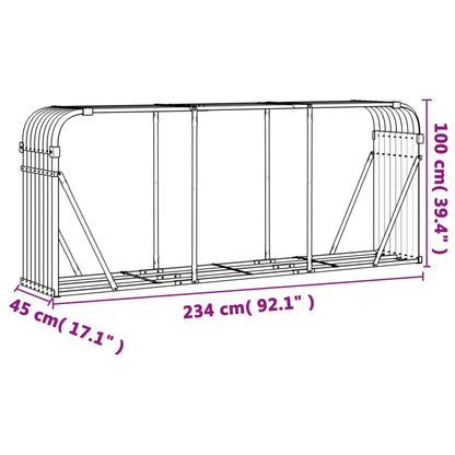 Log Holder Light Brown 234X45X100 Cm Galvanised Steel