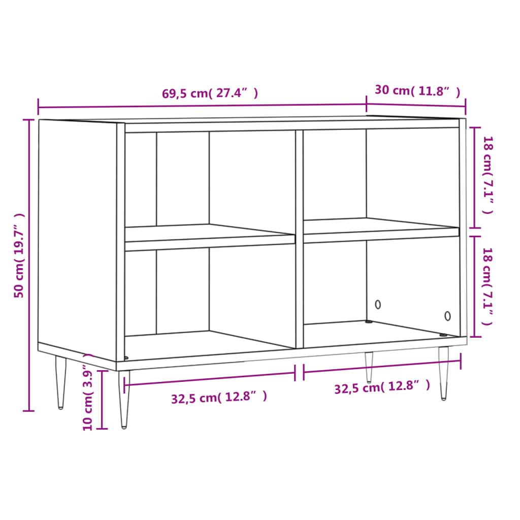 Tv Cabinet High Gloss White 69.5X30X50 Cm Engineered Wood