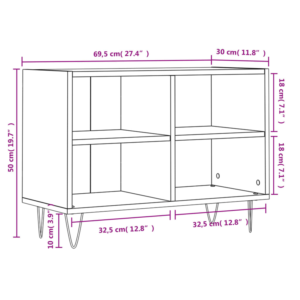 Tv Cabinet High Gloss White 69.5X30X50 Cm Engineered Wood