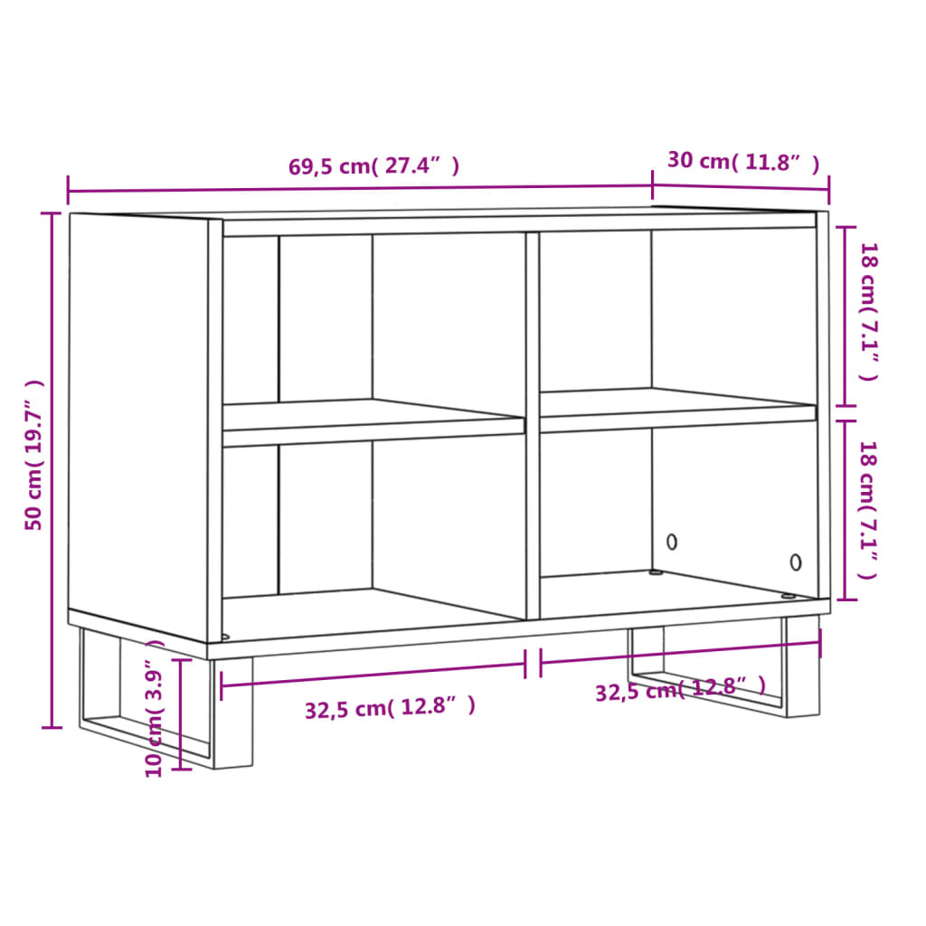 Tv Cabinet High Gloss White 69.5X30X50 Cm Engineered Wood