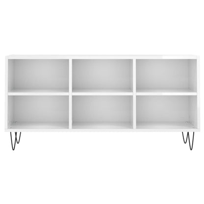 Tv Cabinet High Gloss White 103.5X30X50 Cm Engineered Wood