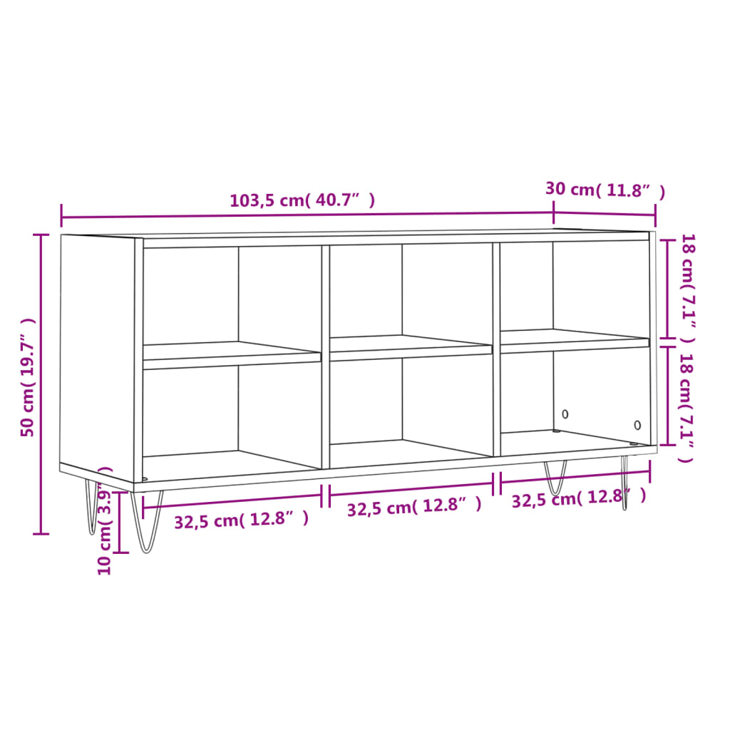 Tv Cabinet High Gloss White 103.5X30X50 Cm Engineered Wood