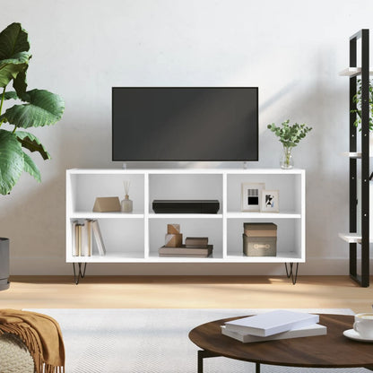 Tv Cabinet High Gloss White 103.5X30X50 Cm Engineered Wood