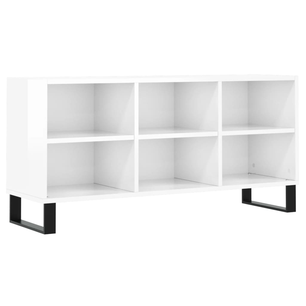 Tv Cabinet High Gloss White 103.5X30X50 Cm Engineered Wood