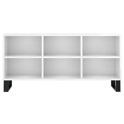 Tv Cabinet High Gloss White 103.5X30X50 Cm Engineered Wood