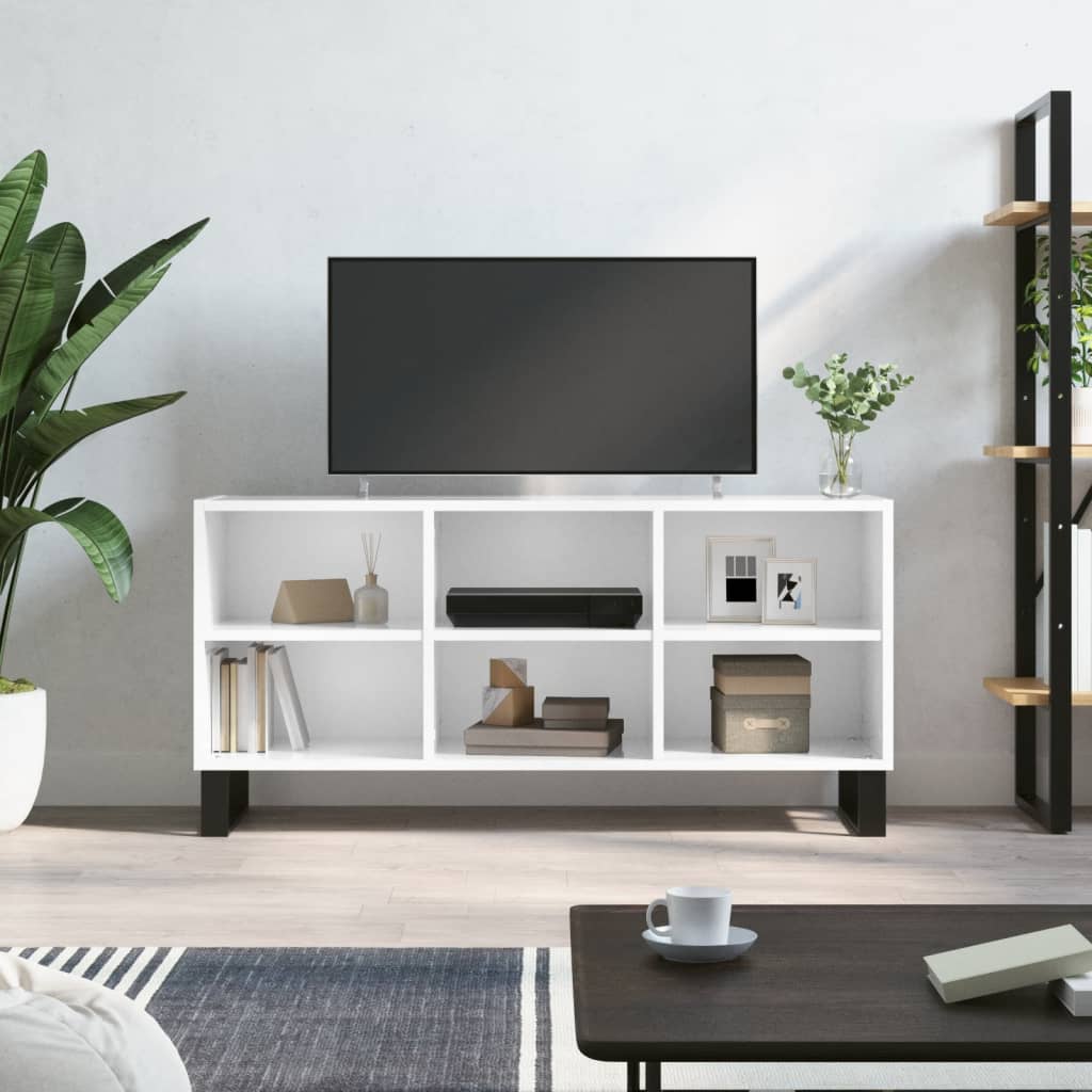 Tv Cabinet High Gloss White 103.5X30X50 Cm Engineered Wood