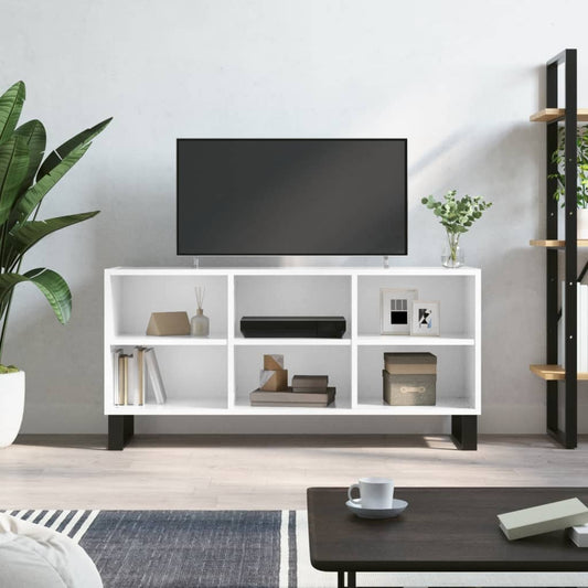 Tv Cabinet High Gloss White 103.5X30X50 Cm Engineered Wood