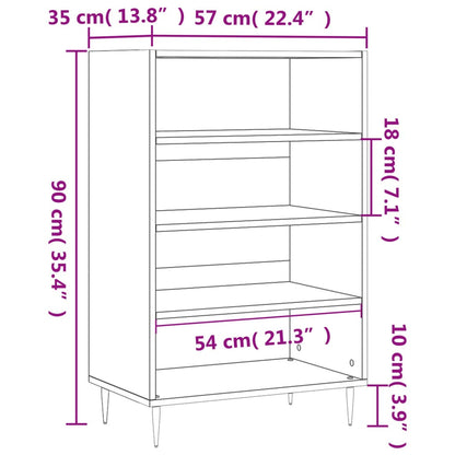 Highboard High Gloss White 57X35X90 Cm Engineered Wood