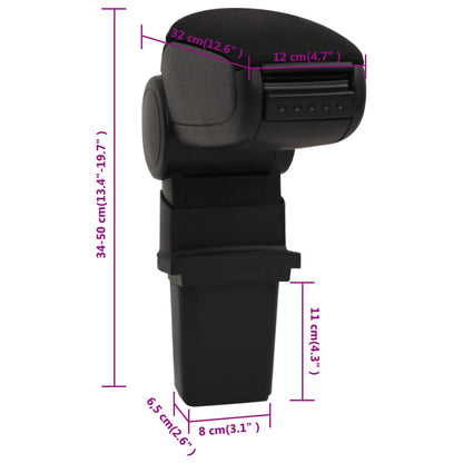 Car Armrest Black 12X32X(34-50) Cm Abs