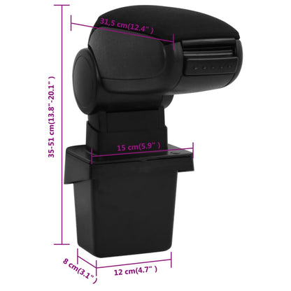 Car Armrest Black 15X31.5X(35-51) Cm Abs