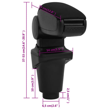 Car Armrest Black 14X35X(37-53) Cm Abs