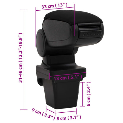 Car Armrest Black 13X33X(31-48) Cm Abs