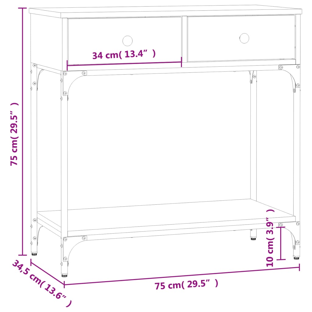 Console Table Black 75X34.5X75 Cm Engineered Wood