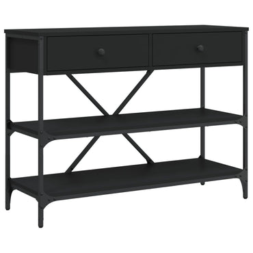 Console Table With Drawers And Shelves Black Engineered Wood