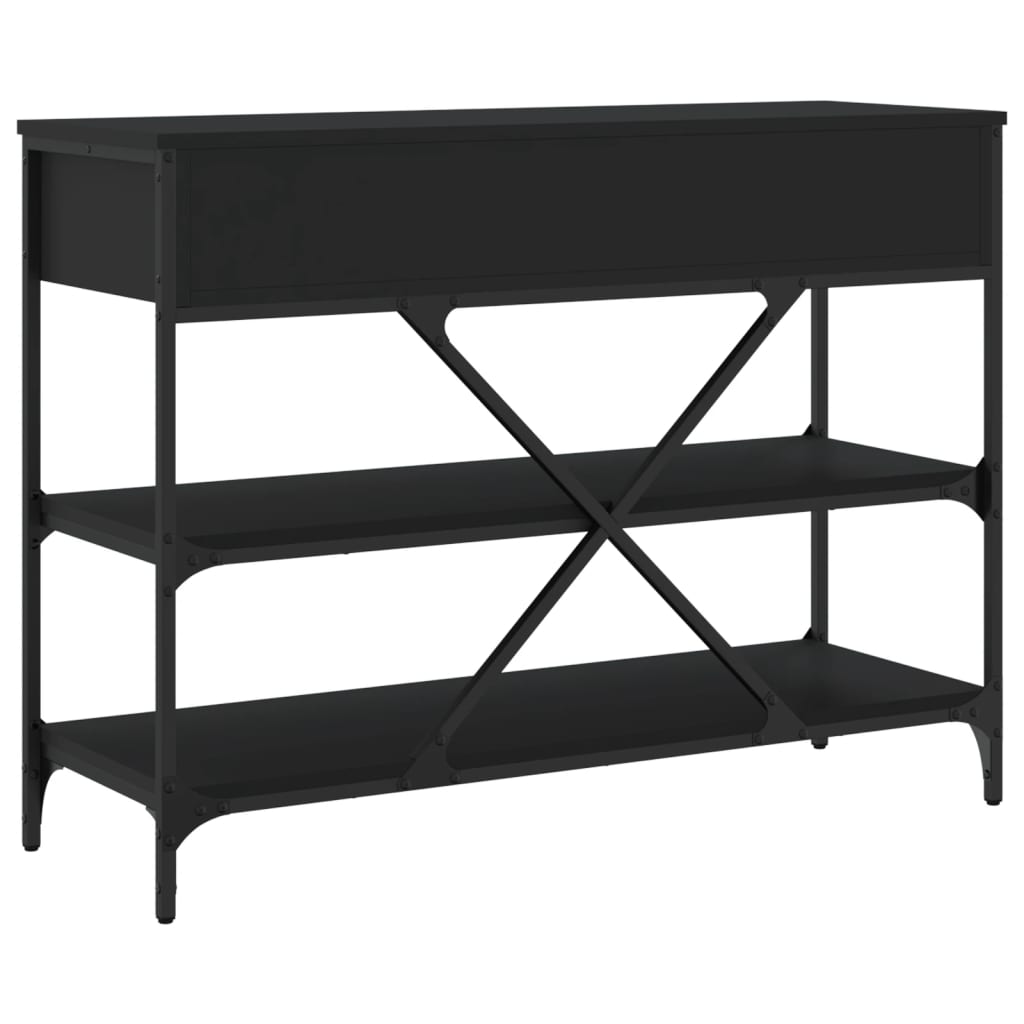 Console Table With Drawers And Shelves Black Engineered Wood