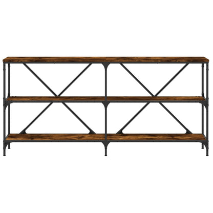 Console Table Smoked Oak 160X30X75 Cm Engineered Wood And Iron