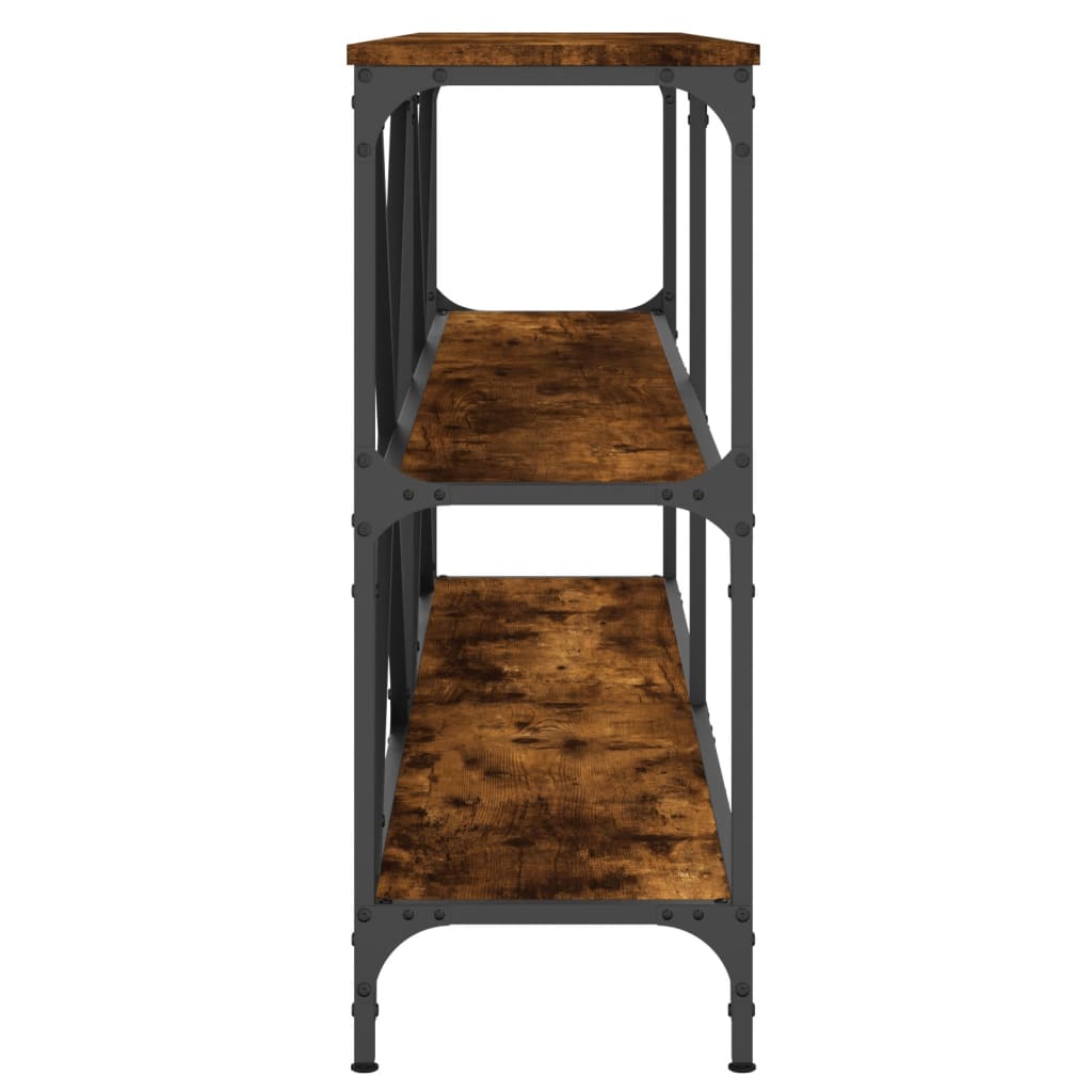 Console Table Smoked Oak 160X30X75 Cm Engineered Wood And Iron