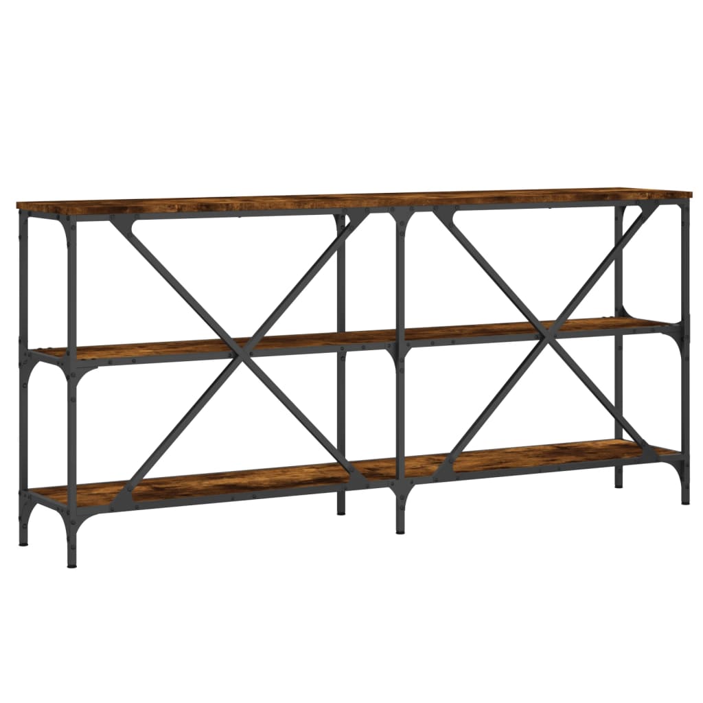 Console Table Smoked Oak 160X30X75 Cm Engineered Wood And Iron