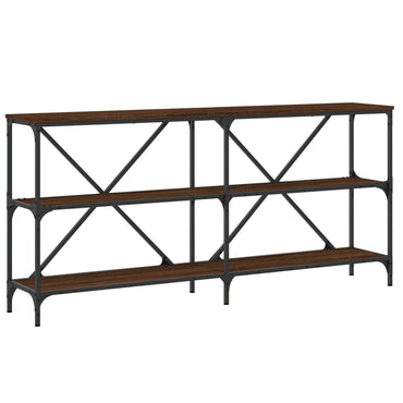 Console Table Brown Oak 160X30X75 Cm Engineered Wood And Iron