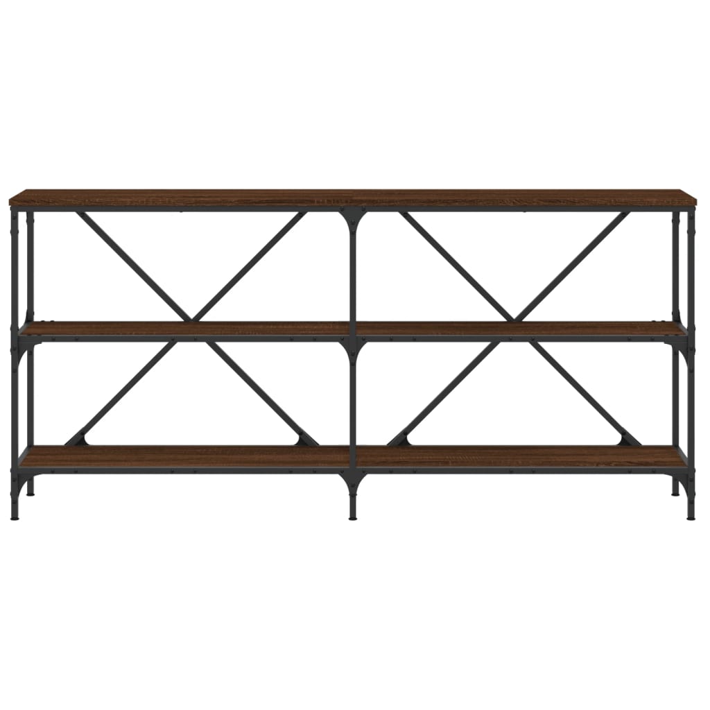 Console Table Brown Oak 160X30X75 Cm Engineered Wood And Iron