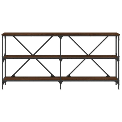 Console Table Brown Oak 160X30X75 Cm Engineered Wood And Iron