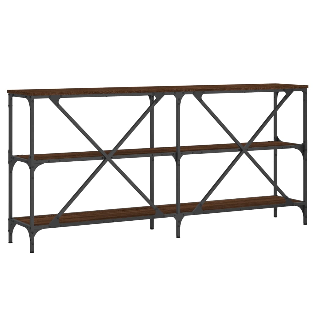 Console Table Brown Oak 160X30X75 Cm Engineered Wood And Iron