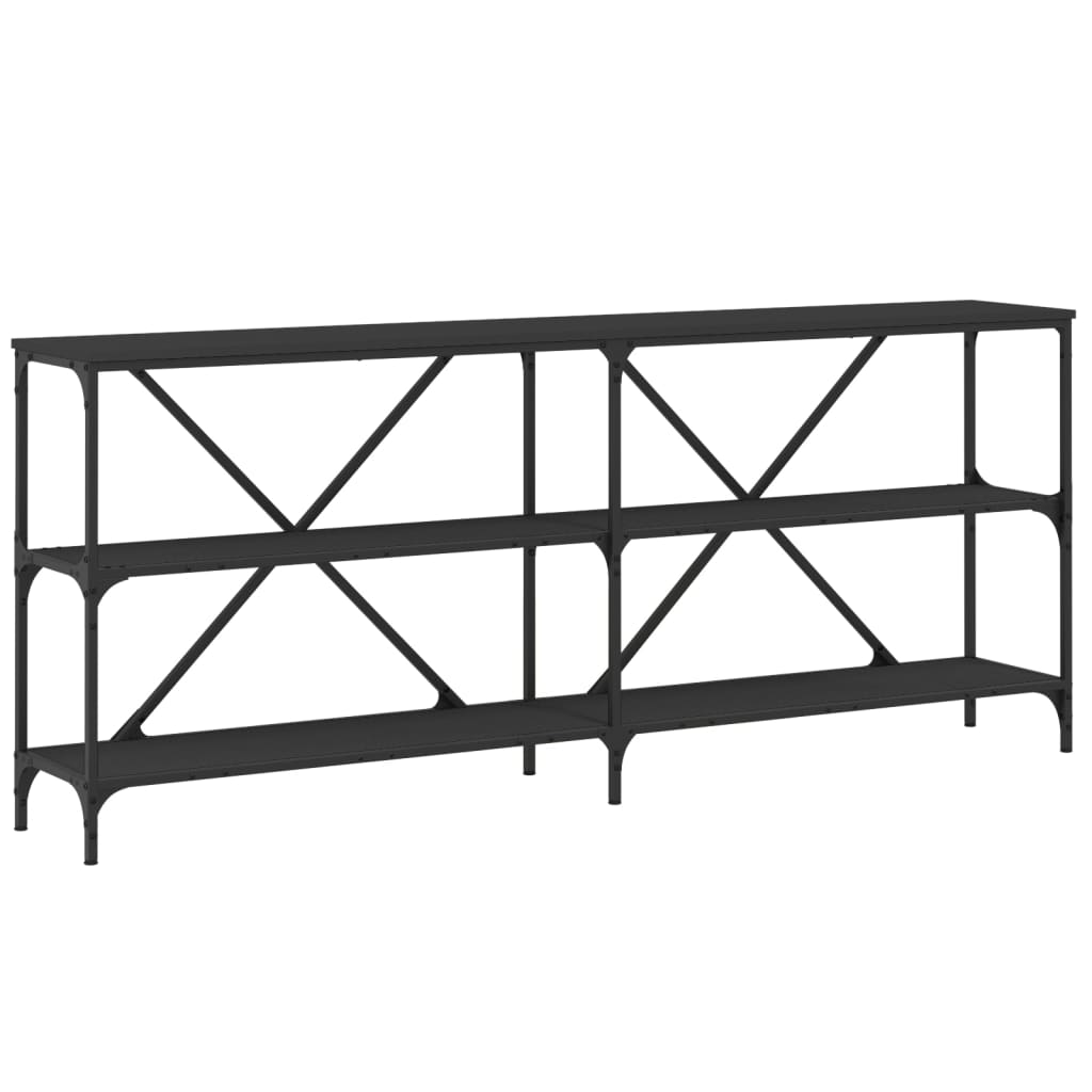 Console Table Black 180X30X75 Cm Engineered Wood And Iron