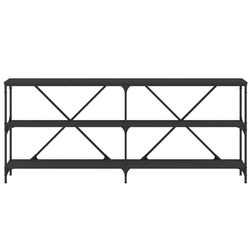 Console Table Black 180X30X75 Cm Engineered Wood And Iron