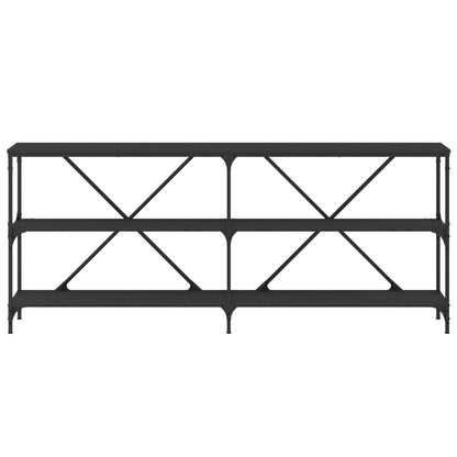 Console Table Black 180X30X75 Cm Engineered Wood And Iron