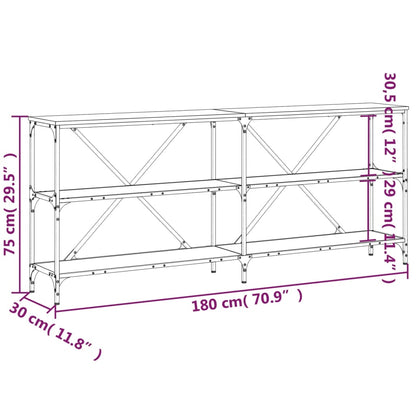 Console Table Black 180X30X75 Cm Engineered Wood And Iron