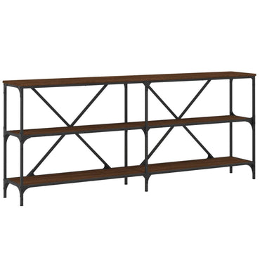 Console Table Brown Oak 180X30X75 Cm Engineered Wood And Iron