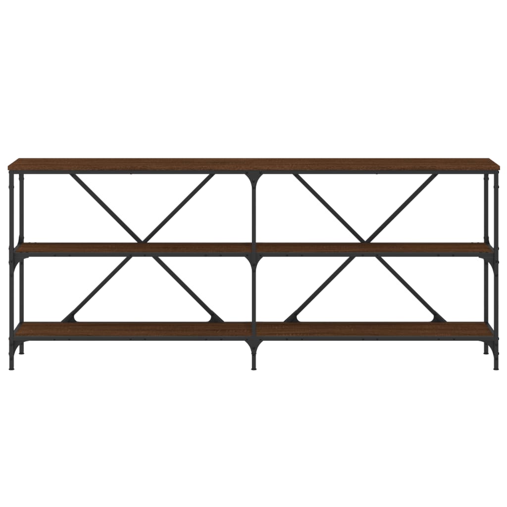 Console Table Brown Oak 180X30X75 Cm Engineered Wood And Iron