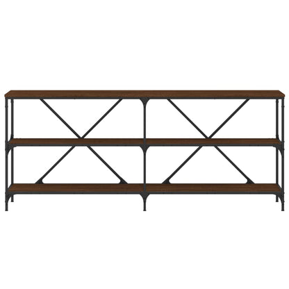 Console Table Brown Oak 180X30X75 Cm Engineered Wood And Iron