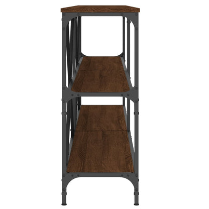 Console Table Brown Oak 180X30X75 Cm Engineered Wood And Iron